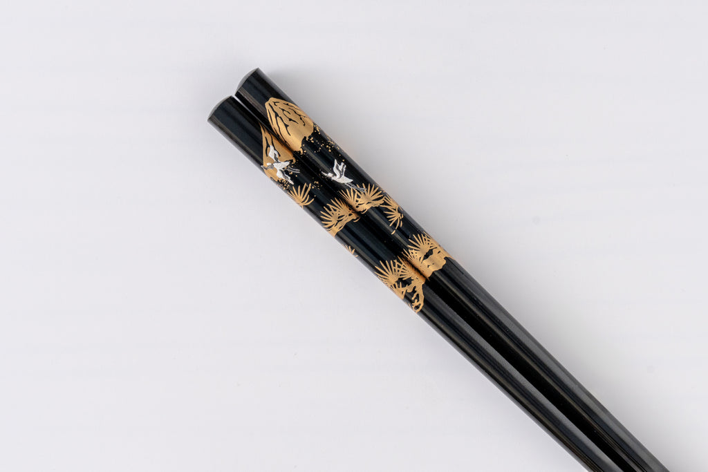 越前塗 鶴と富士 夫婦箸セット