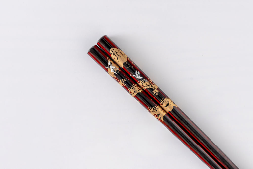 越前塗 鶴と富士 夫婦箸セット